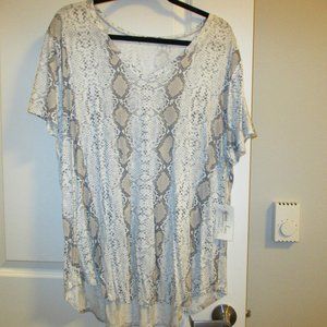 Grace & Lace Snakeskin Print V-Neck Short Sleeve